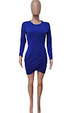 Black Euramerican Women Bodycon Individuality Split Solid Color Mini Dress LD81020-1