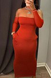 Khaki Elegant Solid Color Strapless Slim Fitting Long Dress YSH86264-4