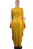 Black New Autumn Long Sleeve Off Shoulder Zip Front Loose Lantern Dress ZQ8121-1