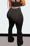 Brown Euramerican Bodycon Tassel Casual Long Pants High Waist Tiny Flared Pants KZ2132-4