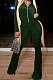 Drak Green Wholesale Velvet Long Sleeve Zip Front Hoodie Flare Wide Leg JumpsuitsYX9297-3