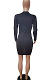Wine Red Euramerican Women Bodycon Individuality Split Solid Color Mini Dress LD81020-3