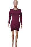 Blue Euramerican Women Bodycon Individuality Split Solid Color Mini Dress LD81020-2