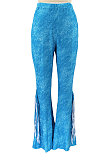 Black Euramerican Bodycon Tassel Casual Long Pants High Waist Tiny Flared Pants KZ2132-2