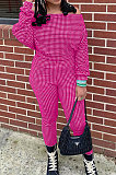 Blue Women Euramerican Trendy Sexy Autumn Winter  A Word Shoulder Tops Casual Pants Sets MR2119-6