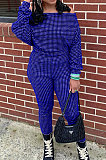 Orange Women Euramerican Trendy Sexy Autumn Winter  A Word Shoulder Tops Casual Pants Sets MR2119-3