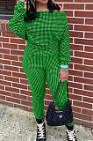 Green Women Euramerican Trendy Sexy Autumn Winter  A Word Shoulder Tops Casual Pants Sets MR2119-7