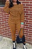 Yellow Women Euramerican Trendy Sexy Autumn Winter  A Word Shoulder Tops Casual Pants Sets MR2119-2