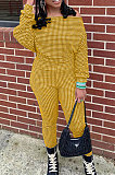 Orange Women Euramerican Trendy Sexy Autumn Winter  A Word Shoulder Tops Casual Pants Sets MR2119-3