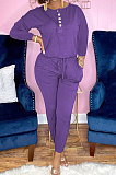Orange Euramerican Women Autumn Fashion Sport Cotton Pure Color Pocket Pants Sets PH1241-3