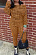 Orange Women Euramerican Trendy Sexy Autumn Winter  A Word Shoulder Tops Casual Pants Sets MR2119-3