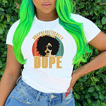 Women Short Sleeve Round Collar Printing Loose Casual T Shirts HYD918