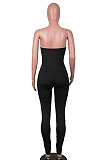 Red Women Sleeveless Solid Color Strapless Hole  Bodycon Jumpsuits MA6725-2
