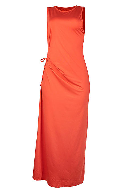 Blue Solid Color Women High Waits Hollow Out Split Cross Trendy Sleeveless Long Dress MA6729-4