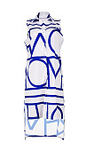 Orange Women Euramerican Fashion Printing Irregular Single-Breasted Sleeveless T Shirt/Shirt Dress MA6731-2