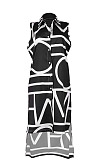 Black Women Euramerican Fashion Printing Irregular Single-Breasted Sleeveless T Shirt/Shirt Dress MA6731-1