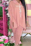 Apricot Euramerican Women Autumn Winter Fashion Sexy Solid Color V Collar Printing Pants Sets YBS86735-3