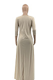 Red Euramerican Women Irregular Lower Hem Long Sleeve Pure Color Long Dress JR3642-1