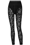 White Autumn Lace Spliced Collect Waist Bodycon Hip Raise Pencil Pants BLG44970-1