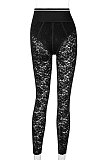 White Autumn Lace Spliced Collect Waist Bodycon Hip Raise Pencil Pants BLG44970-1