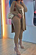 Khaki Euramerican Women Long Sleeve Printing Casual Pants Sets JR3654-2