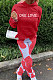 Red Casual Digital Letter Print Long Sleeve Hoodie Pencil Pants Sport Sets TK6140-2