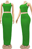 Black Euramerican Sexy Women Sleeveless Solid Color Tank Tight At Home Casual Skirts Sets KZ152-4
