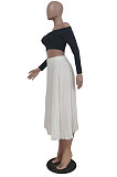 Black Simple Chiffon Pure Color Pleated Skirts TRS1177-2