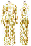 Black Euramerican Autumn Winter Women Plaid Printing Long Sleeve Round Collar Loose Pants Sets KZ2139-4