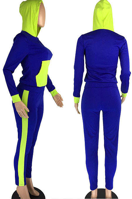 Black Spliced Long Sleeve With Pocket Hoodie Sweat Pants Sets LMM8280-2