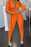 Black Women Skinny Tight Long Sleeve Zipper Bodycon Jumpsuits JR3644-1