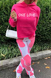 Blue Casual Digital Letter Print Long Sleeve Hoodie Pencil Pants Sport Sets TK6140-3