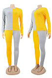 Blue Rose Red Euramerican Sexy Women Autumn Spliced Color Block Long Sleeve Long Pants Sets KZ158-4