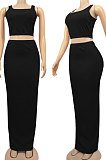 Red Euramerican Sexy Women Sleeveless Solid Color Tank Tight At Home Casual Skirts Sets KZ152-3