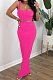 Rose Red Euramerican Sexy Women Sleeveless Solid Color Tank Tight At Home Casual Skirts Sets KZ152-5