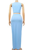 Green Euramerican Sexy Women Sleeveless Solid Color Tank Tight At Home Casual Skirts Sets KZ152-7