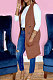 Camel Simple Pure Color Lapel Neck Sleeveless Jacket Coat LSZ91190-1
