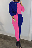 Gray Black Euramerican Sexy Women Autumn Spliced Color Block Long Sleeve Long Pants Sets KZ158-2