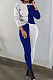 Gray Blue Euramerican Sexy Women Autumn Spliced Color Block Long Sleeve Long Pants Sets KZ158-3
