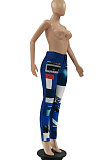 SUPER WHOLESALE|Light Blue Wholesale Women Print Spliced Mid Waist Jean Pants LSZ9066-1