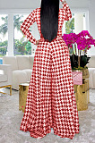 Light Blue Euramerican Autumn Winter Women Plaid Printing Long Sleeve Round Collar Loose Pants Sets KZ2139-6