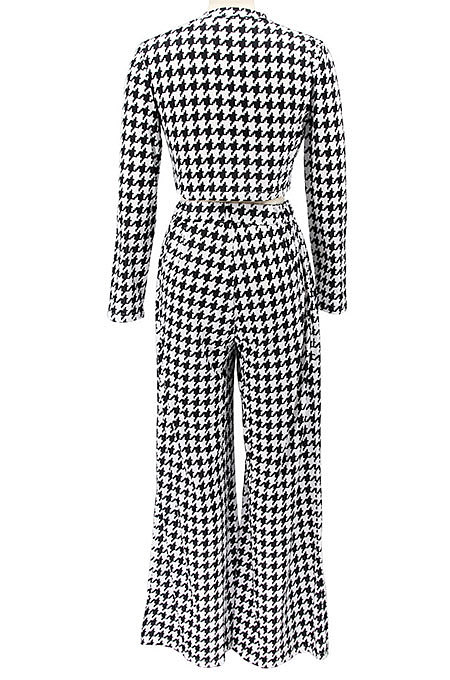Green Euramerican Autumn Winter Women Plaid Printing Long Sleeve Round Collar Loose Pants Sets KZ2139-5