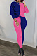 Blue Rose Red Euramerican Sexy Women Autumn Spliced Color Block Long Sleeve Long Pants Sets KZ158-4