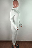 Light Yellow Ribber Letter Embroidery Long Sleeve Zipper Slim Fitting Bodycon Jumpsuits QZ6115-2