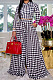 Black Euramerican Autumn Winter Women Plaid Printing Long Sleeve Round Collar Loose Pants Sets KZ2139-4