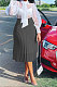 Black Simple Chiffon Pure Color Pleated Skirts TRS1177-2