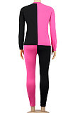 Gray Yellow Euramerican Sexy Women Autumn Spliced Color Block Long Sleeve Long Pants Sets KZ158-8