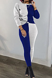Gray Yellow Euramerican Sexy Women Autumn Spliced Color Block Long Sleeve Long Pants Sets KZ158-8