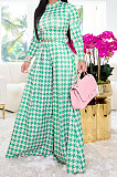 Black Euramerican Autumn Winter Women Plaid Printing Long Sleeve Round Collar Loose Pants Sets KZ2139-4