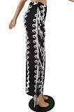 Black Euramerican Casual Tassel Black White Printing Sexy Skirts HZF57807